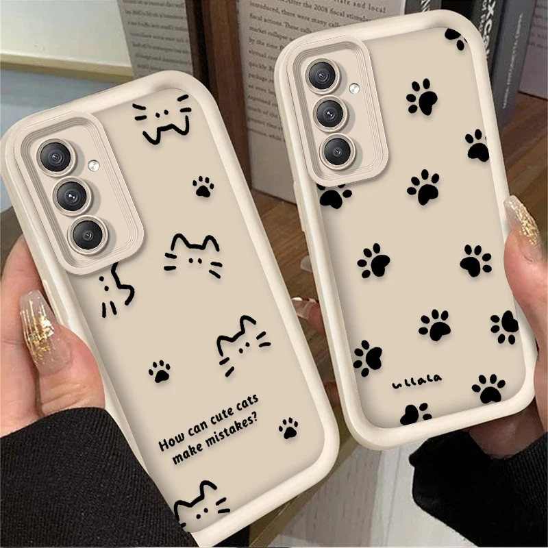 Lovely Line Cat Dog Case for Samsung Galaxy A35 A55 A15 A25 A16 A06 A05 A05S A24 A13 A23 A12 A22 A32 A52 A71 A51 4G Soft Cover