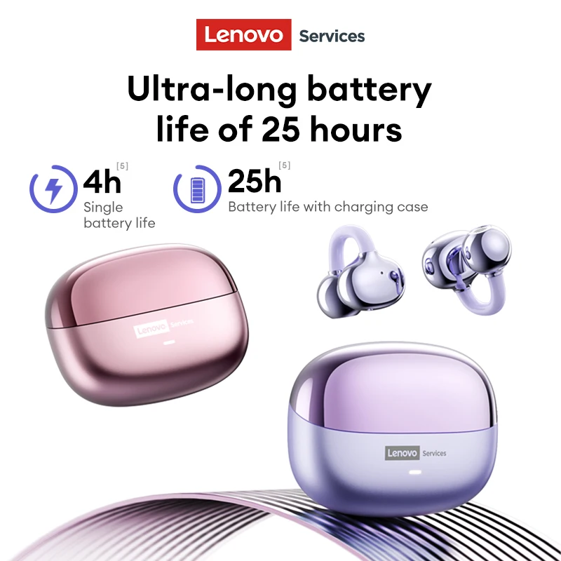 Nouveau Lenovo LE302 OWS pince d'oreille Bluetooth écouteurs sans fil HiFi son écouteurs sport musique écouteur avec micro cadeau pour garçons filles