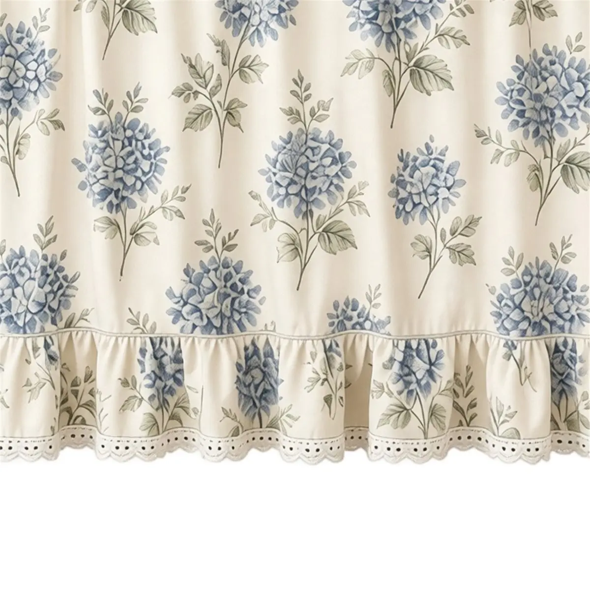 Oven Skirt Curtain for Farmhouse,Hydrangea Stove Cover Skirt with Lace Ruffle Trim & Ribbon Ties,Oven Door Curtain Decor