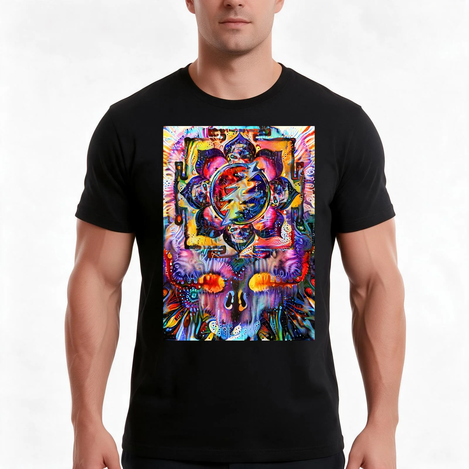 Sahasrara Yantra Bolt T-Shirt Summer Casual Cotton Tee Oversized Streetwear Tops Vintage Graphic Print Unisex Men Women