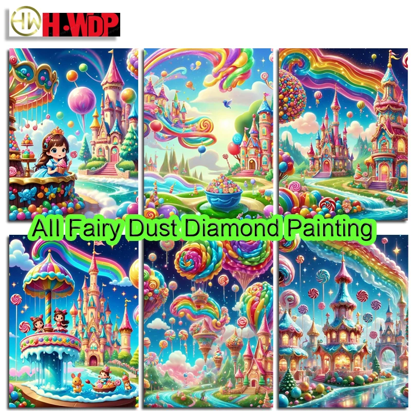 

100% сказочная пыль, комплект алмазной живописи, замок, квадратная Алмазная вышивка, пейзаж, вышивка крестиком AB, алмазное искусство, полный хрустальный декор