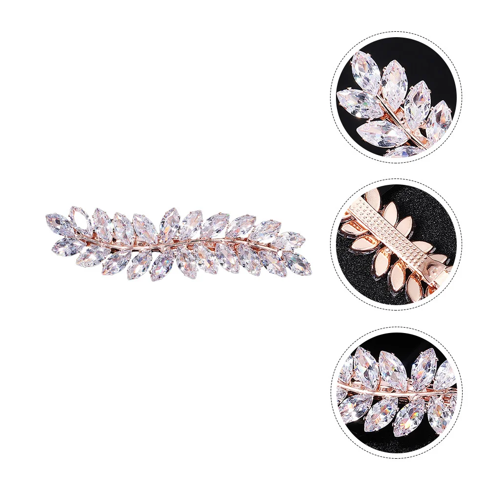 

1Pcs Hair Clip Rhinestone Elegant Lightweight Leaf Design Zircon Hairpin for Women Girl Stylish Hair Accessory Party Headdress