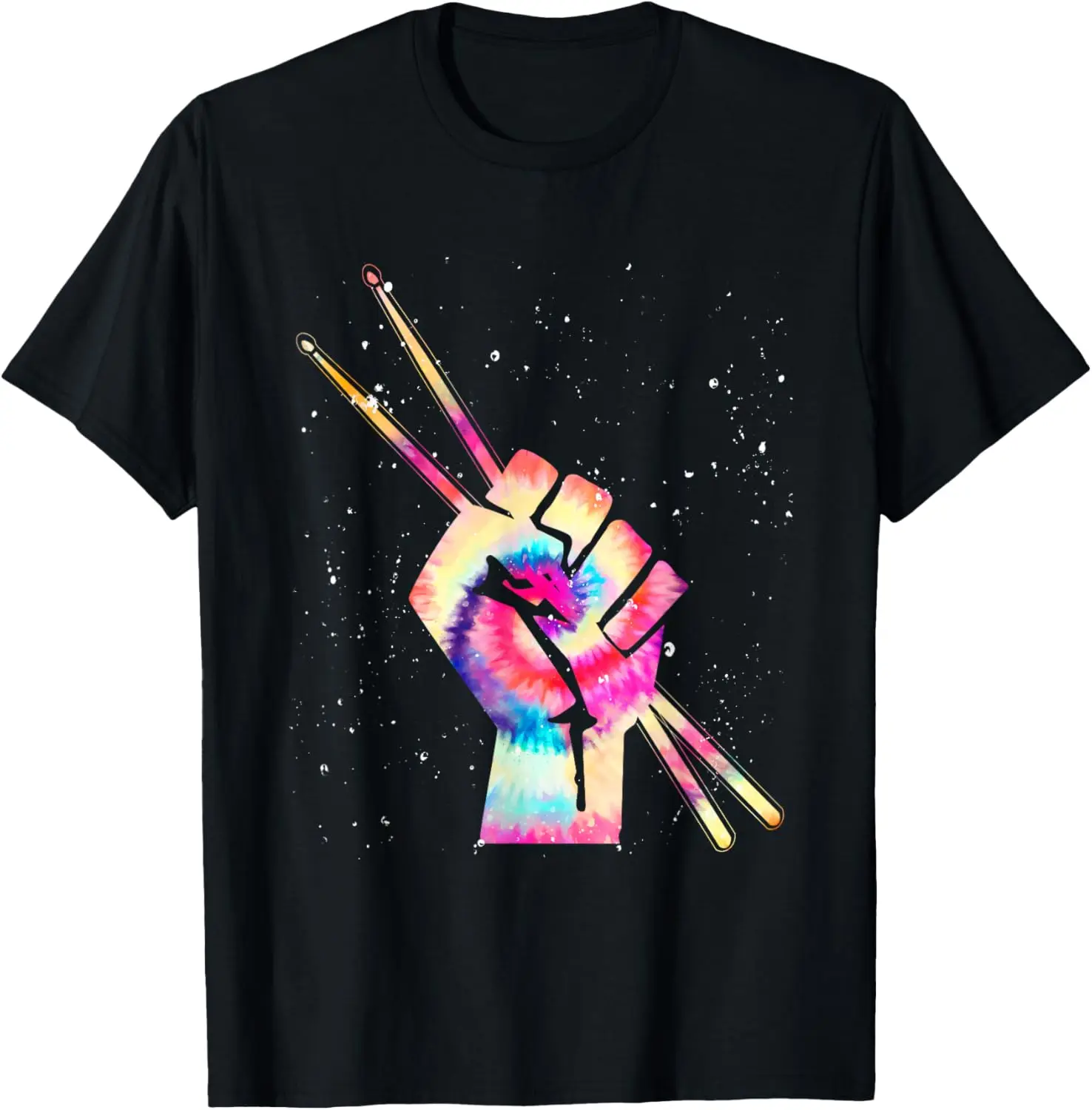 

Tie Dye Drummer Fist Drumsticks Musical Instrument Drums T-Shirt