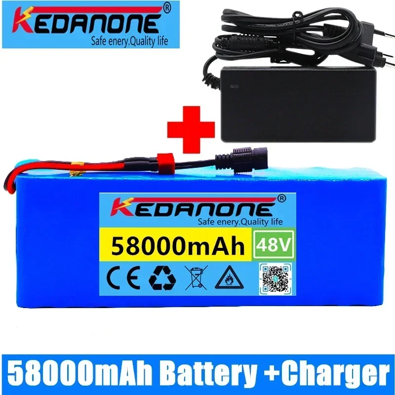 48v แบตเตอรี่ลิเธียมไอออน Batterie 58Ah 1000w 13S3P 18650 แบตเตอรี่ li-ion สําหรับ 54.6v E-bike ไฟฟ้าจักรยานสกู๊ตเตอร์ BMS + Charger