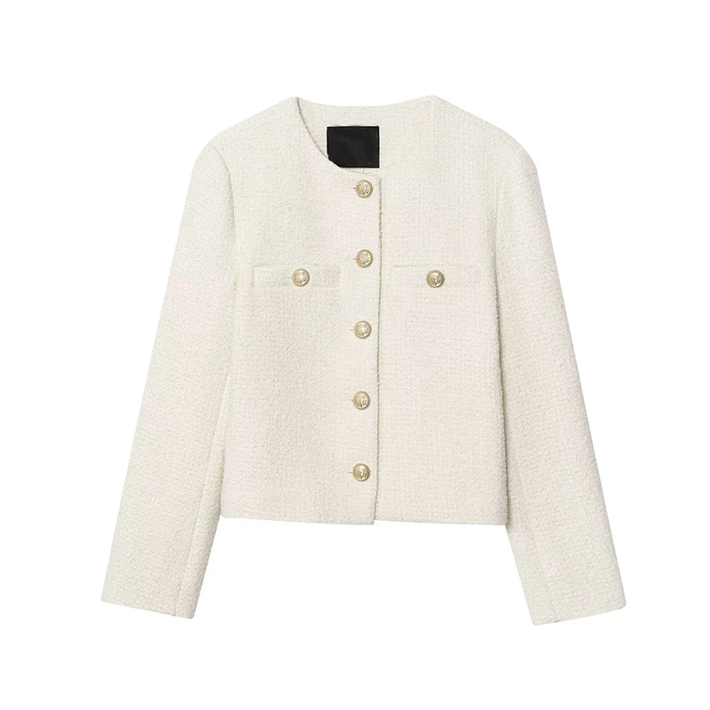 

2 colors High Quality French Elegant Small Fragrance Tweed Jacket Coat Women Autumn Casual Street Short Coat Long Sleeve Outfits
