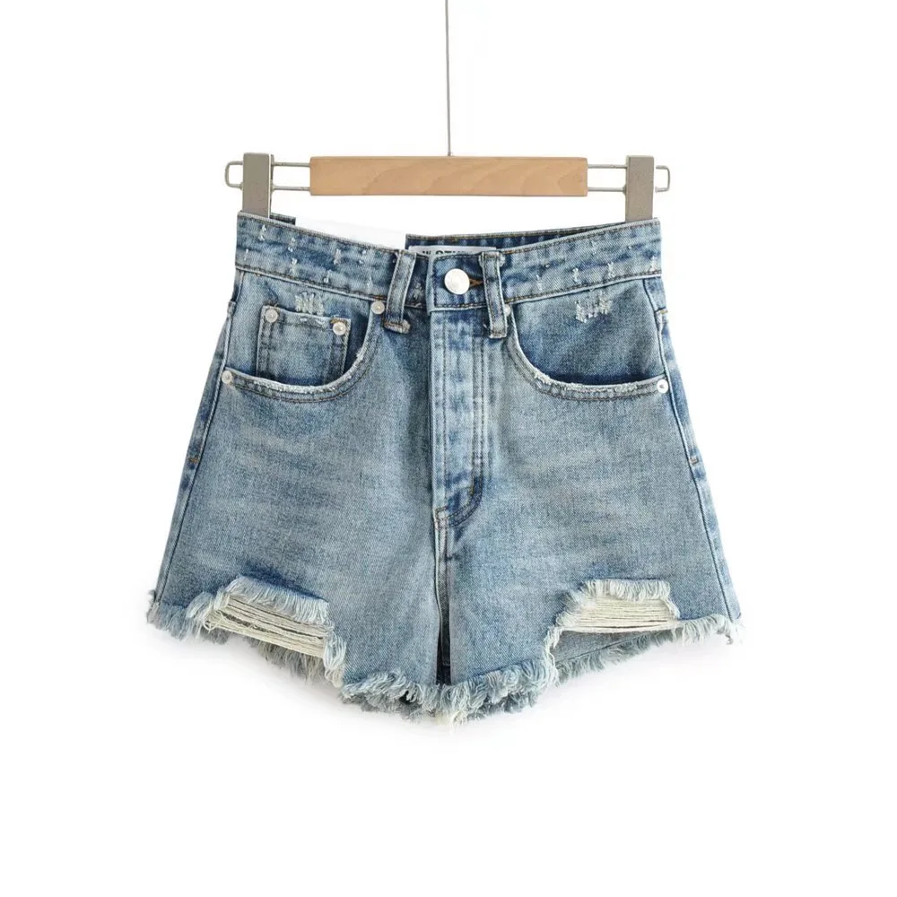 APIPEE Summer Denim Shorts For Women Black Jeans Shorts Women Distressed Short Mujer White Jean Shorts Ripped Y2k Streetwear