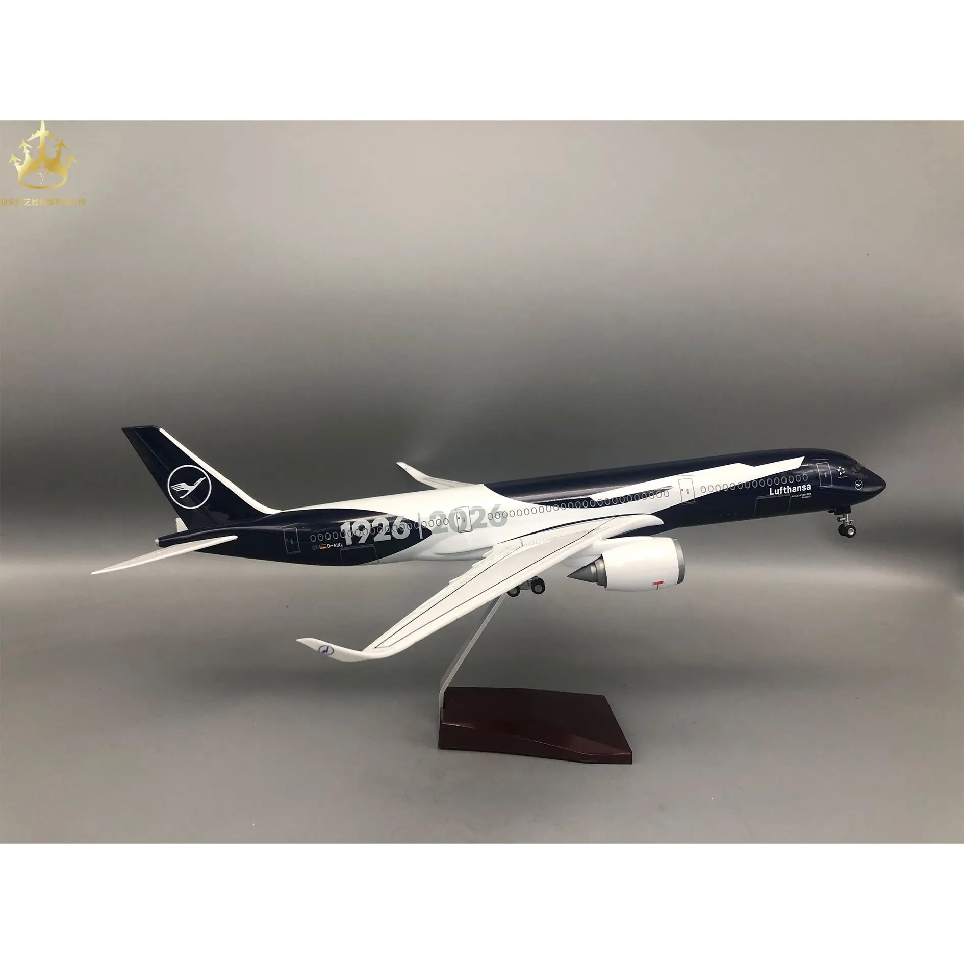 

A350 Lufthansa 100th Anniversary Edition Aircraft Model 47cm With Light And Wheels, Realistic Static Aviation Model