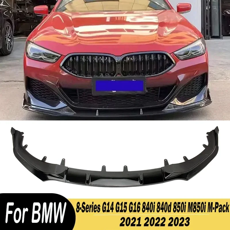 For BMW 8-Series G14 G15 G16 840i 840d 850i M850i M-Pack 2021-2023 3Pcs Car Front Lip Lower Spoiler Diffuser Splitters Body Kit