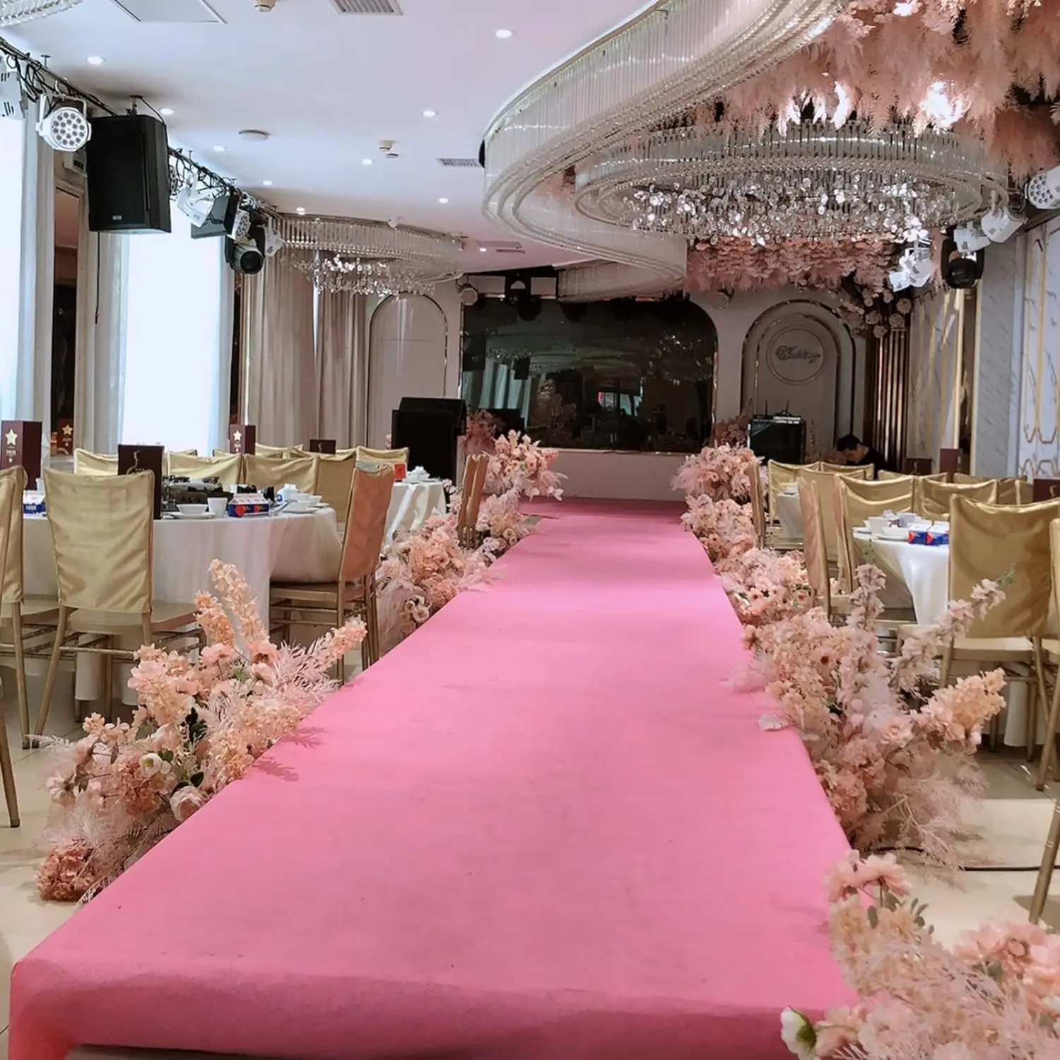 Pink wedding carpet, party aisle, proposal ceremony, hotel runway carpet