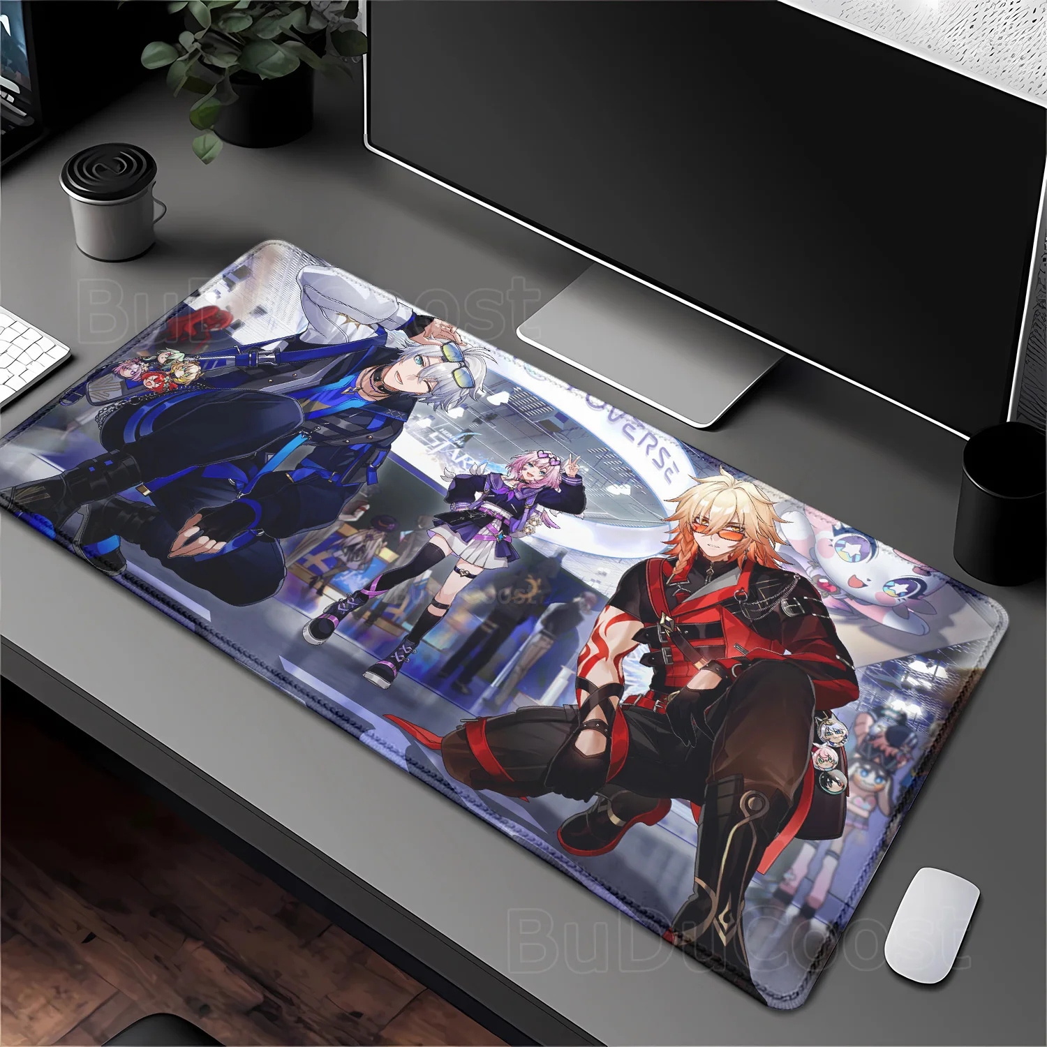 Alas Mouse Anime Game Honkai Star Rail Phainon Karpet Pc Cetak HD Alas Mouse Laptop Keyboard Aksesori Kantor Alas Meja Overlock