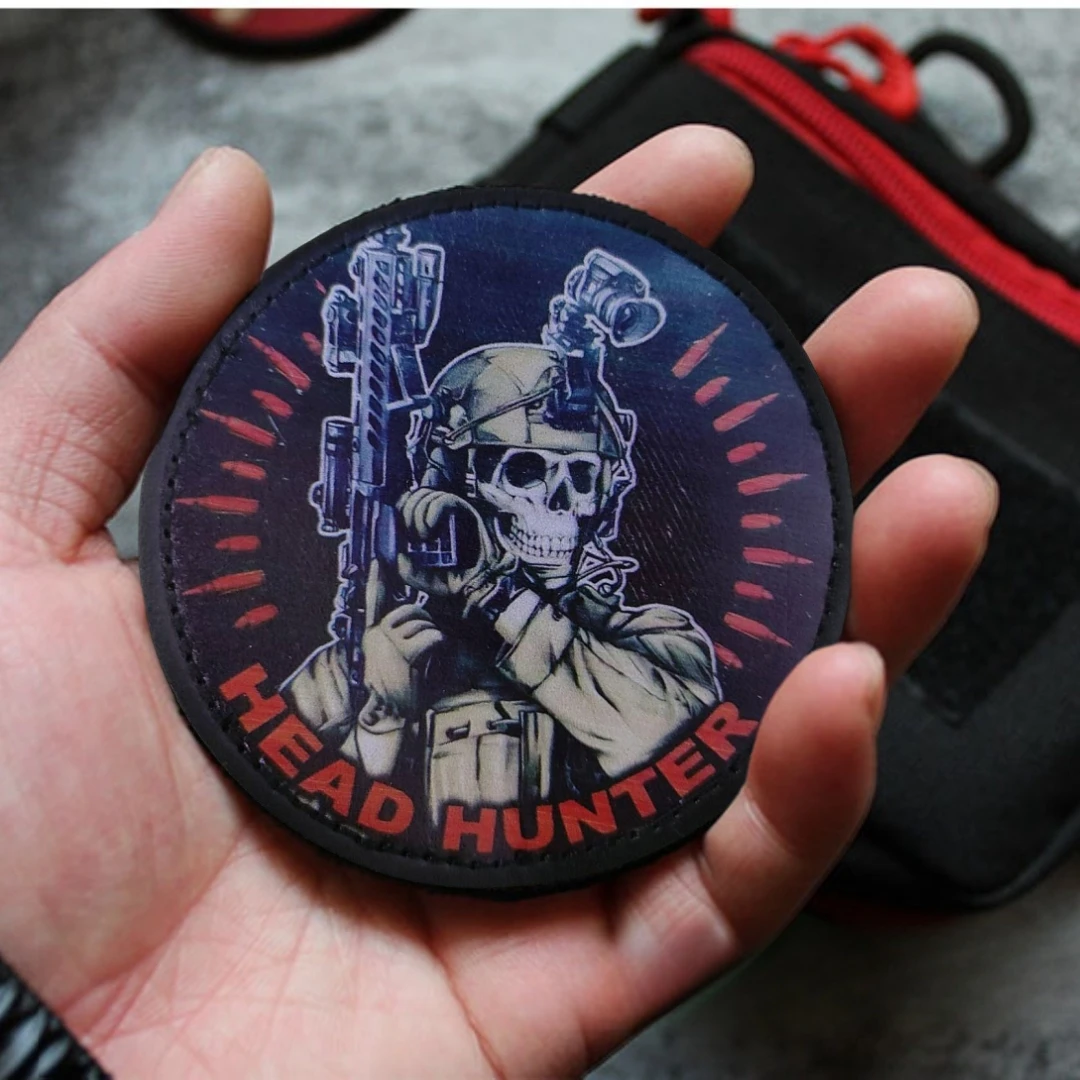 Голова охотника армейский Череп телефон искусственная кожа искусственный боевой дух крючок и петля наклейка