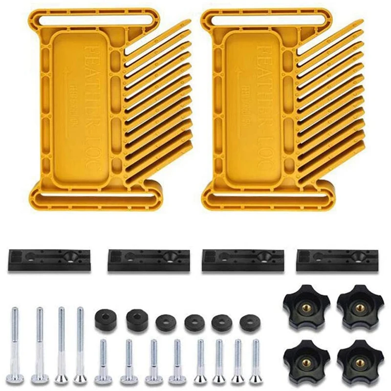 

A98E-2Pcs Featherboard Woodworking Feather Board Set Router Tables Saws Aid Tool Kits With T-Slots, Miter Slots