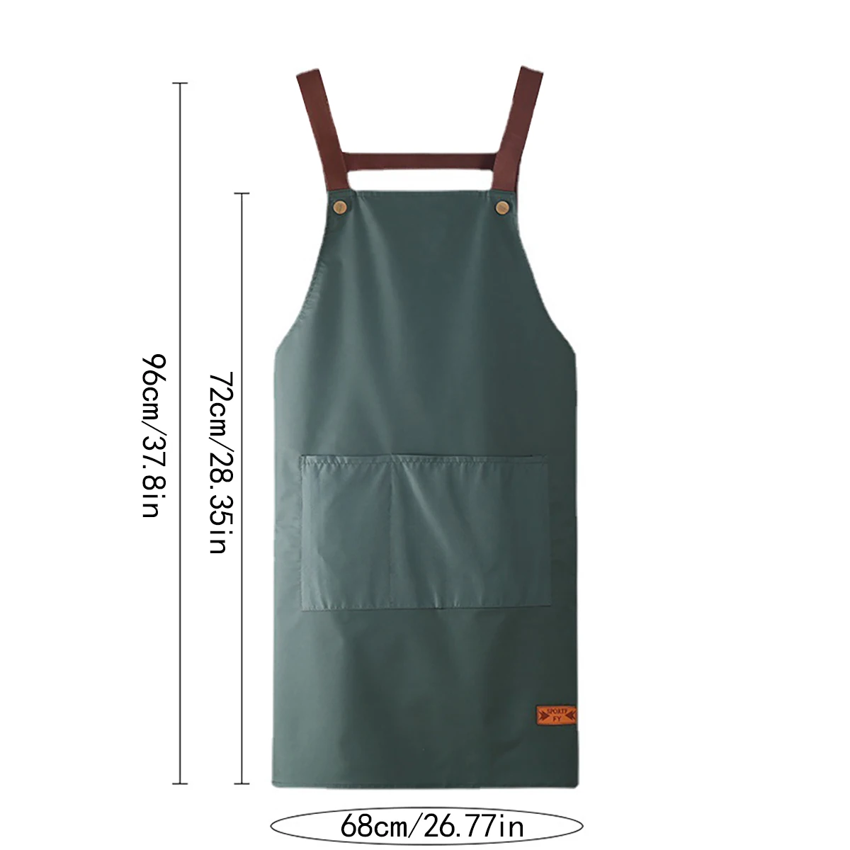 Fashionable Dark Green Waterproof Apron For Outdoor Barbecue And Home Kitchen Use -1PCS