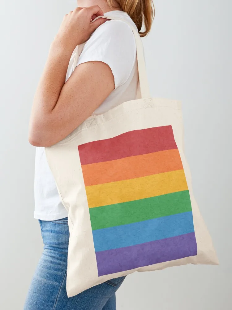 

LGBTQ Rainbow colored Pride Flag Background Tote Bag woman shopping bag Canvas shoulder bag Shopper