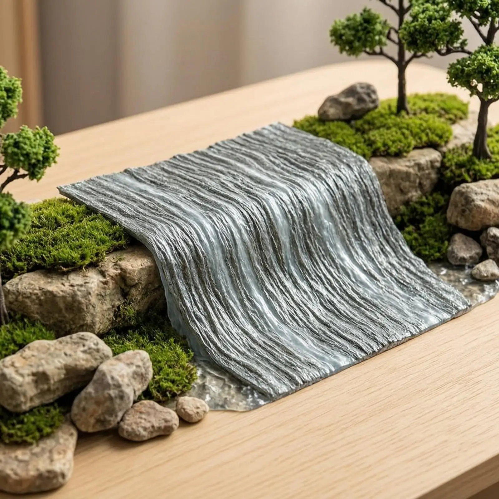 Model Waterfall Sheet Rock-Textured Realistic Waterfall Model Layered Artificial