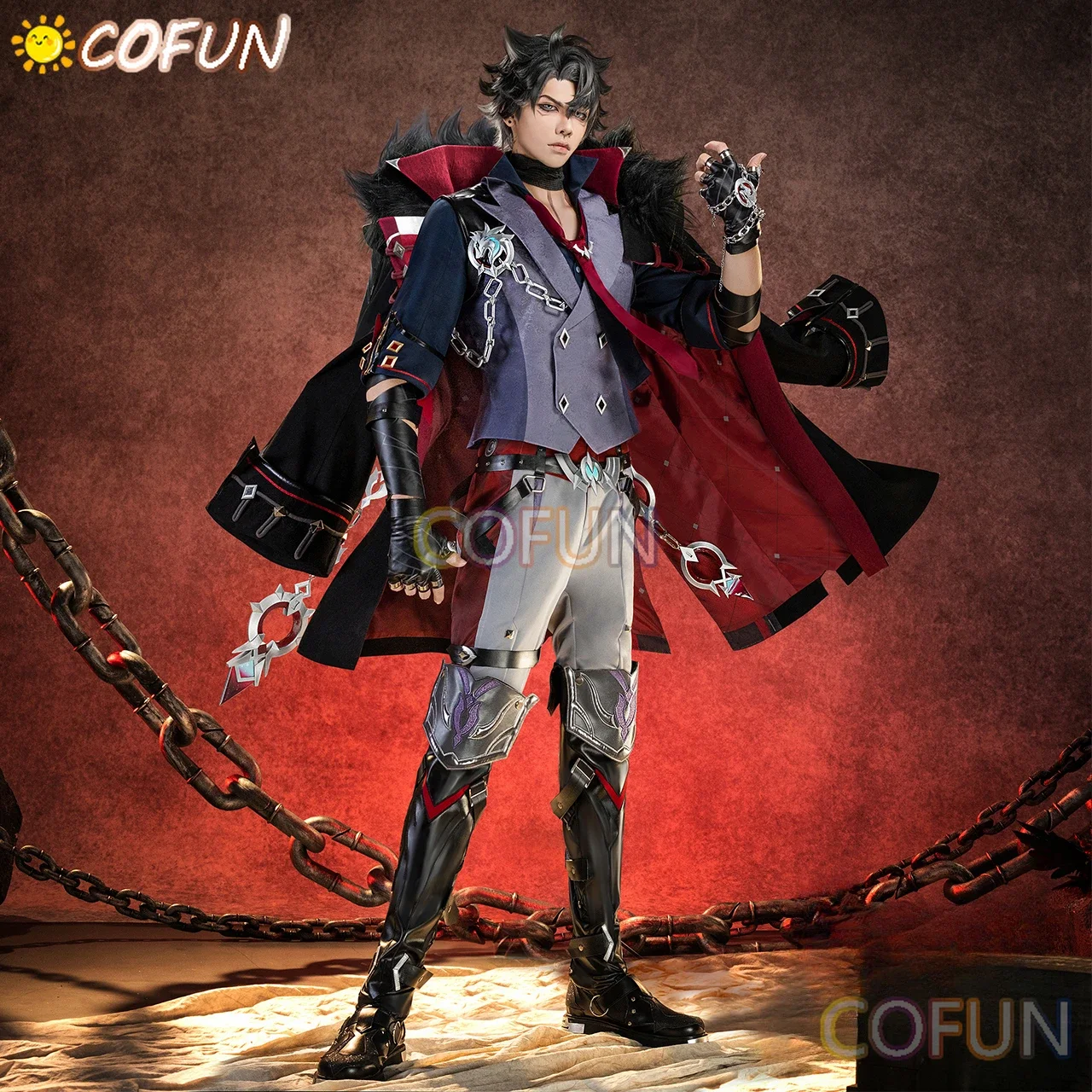 COFUN Game Genshin Impact Wriothesley Cosplay Costume Halloween Outfits Men Anime Gorgeous Clothing Battle Uniforms