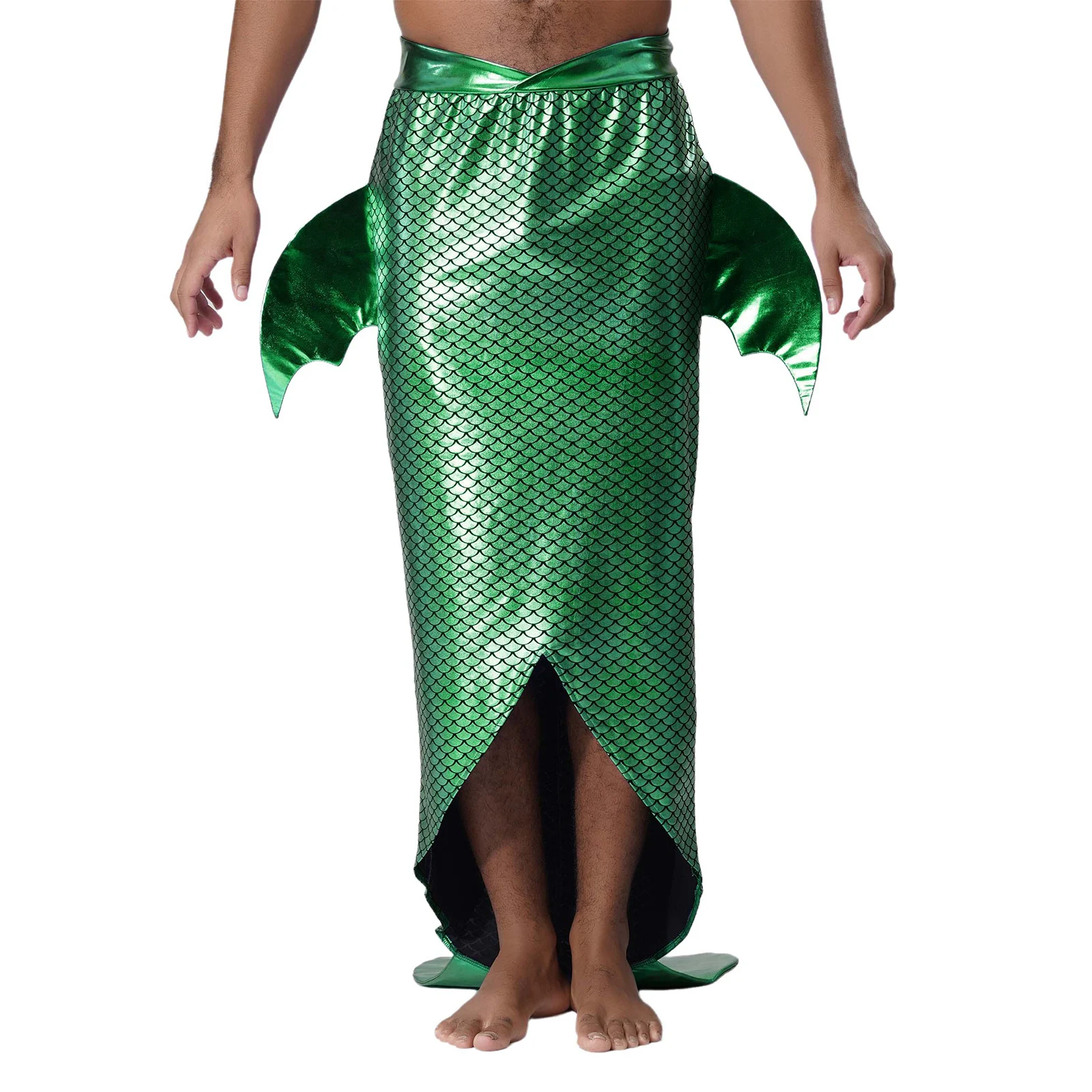 

Halloween Mermaid Siren Cosplay Performance Skirts Adult Men's Fashion Fish Scale Print Shiny Skirts for Beachwear Carnival