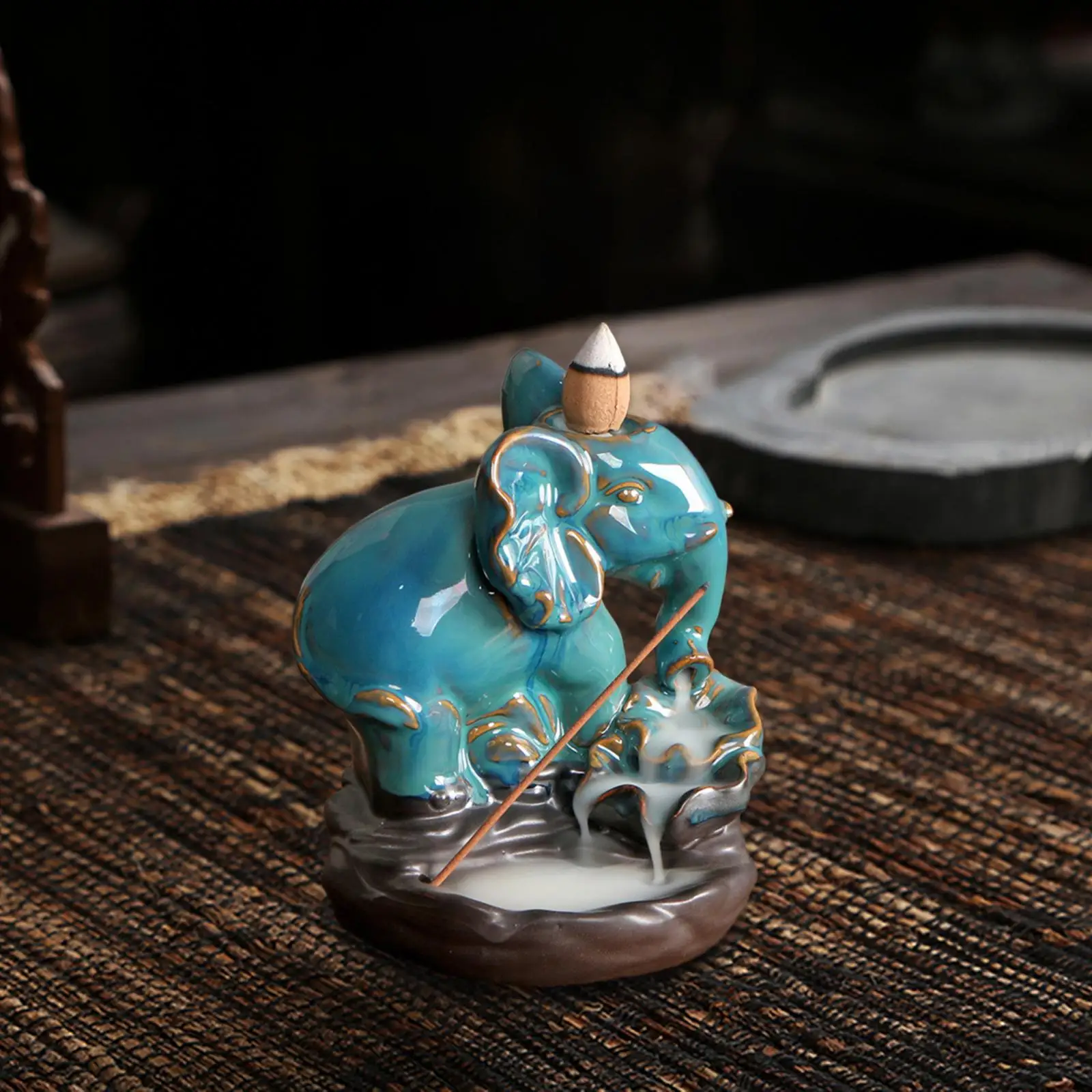 Elephant Backflow Incense Burner Elephant Incense Holder,Statue Handmade Ceramic