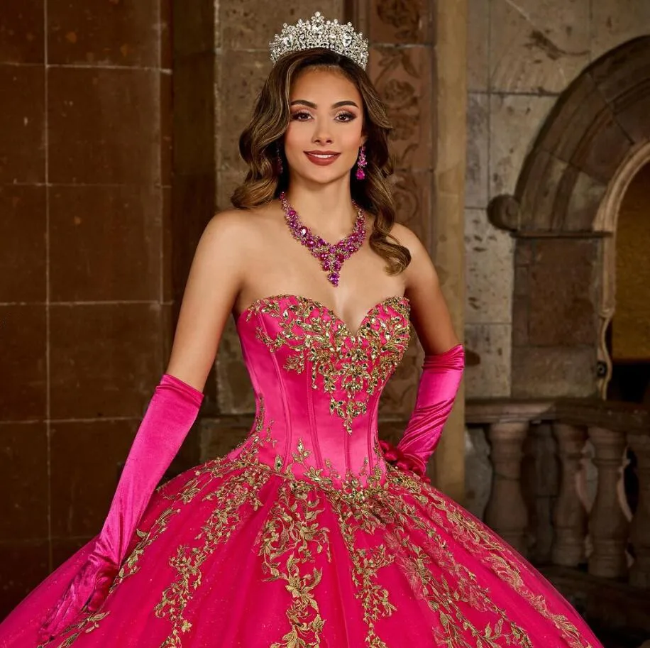 Po Pink Rotterdam Kly Princess Quinceanera fur ses, Gillter Applique, Beaded Sweetheart, Educational Prom, Sweet 16 Gown, 15 ans