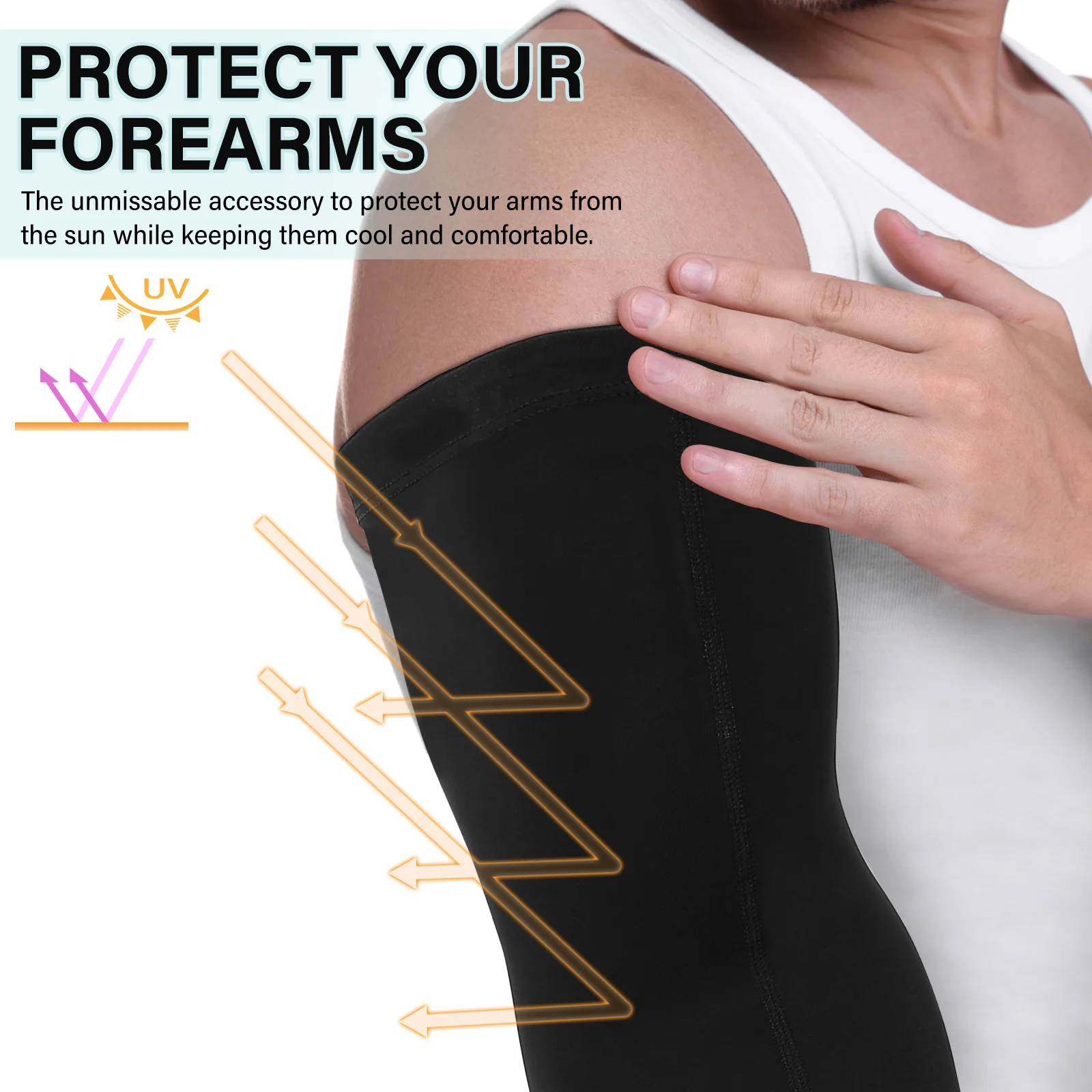 

3 Pairs Black XXL Ice Silk Arm Sleeves Protective Nylon Sunblock Forearm Cooling Men Driving Workout Cycling Fishing