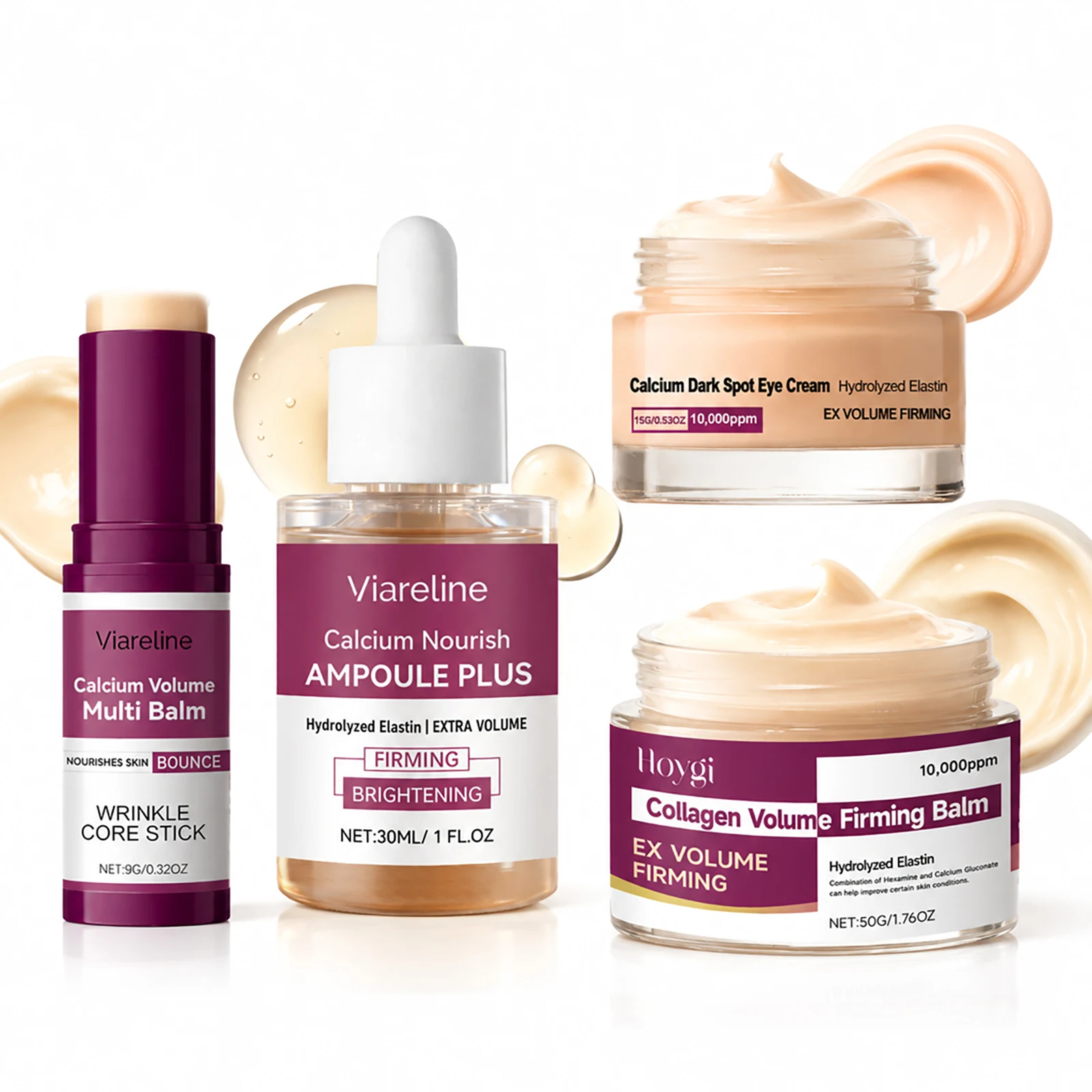 Calcium Volume Skincare 4er-Set - Multi-Balsam/Ampulle/Festigende Creme/Augencreme zur Reduzierung feiner Linien und Reparatur der Hautbarriere, koreanische Hautpflege – Detail 1