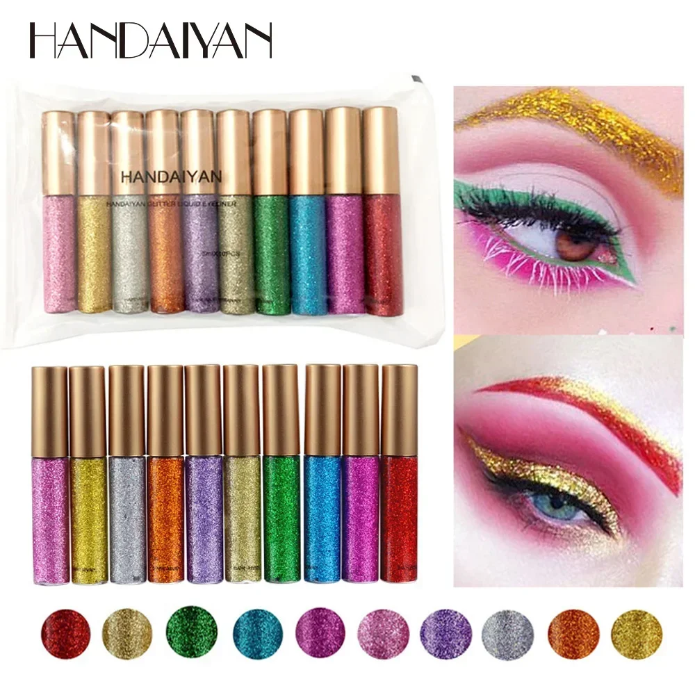 10 Colors/set Glitter Eyeliner Makeup Colorful Shine Eye Liner Pencil Liquid Diamond Sparkle Pen White Eyeliner Pen