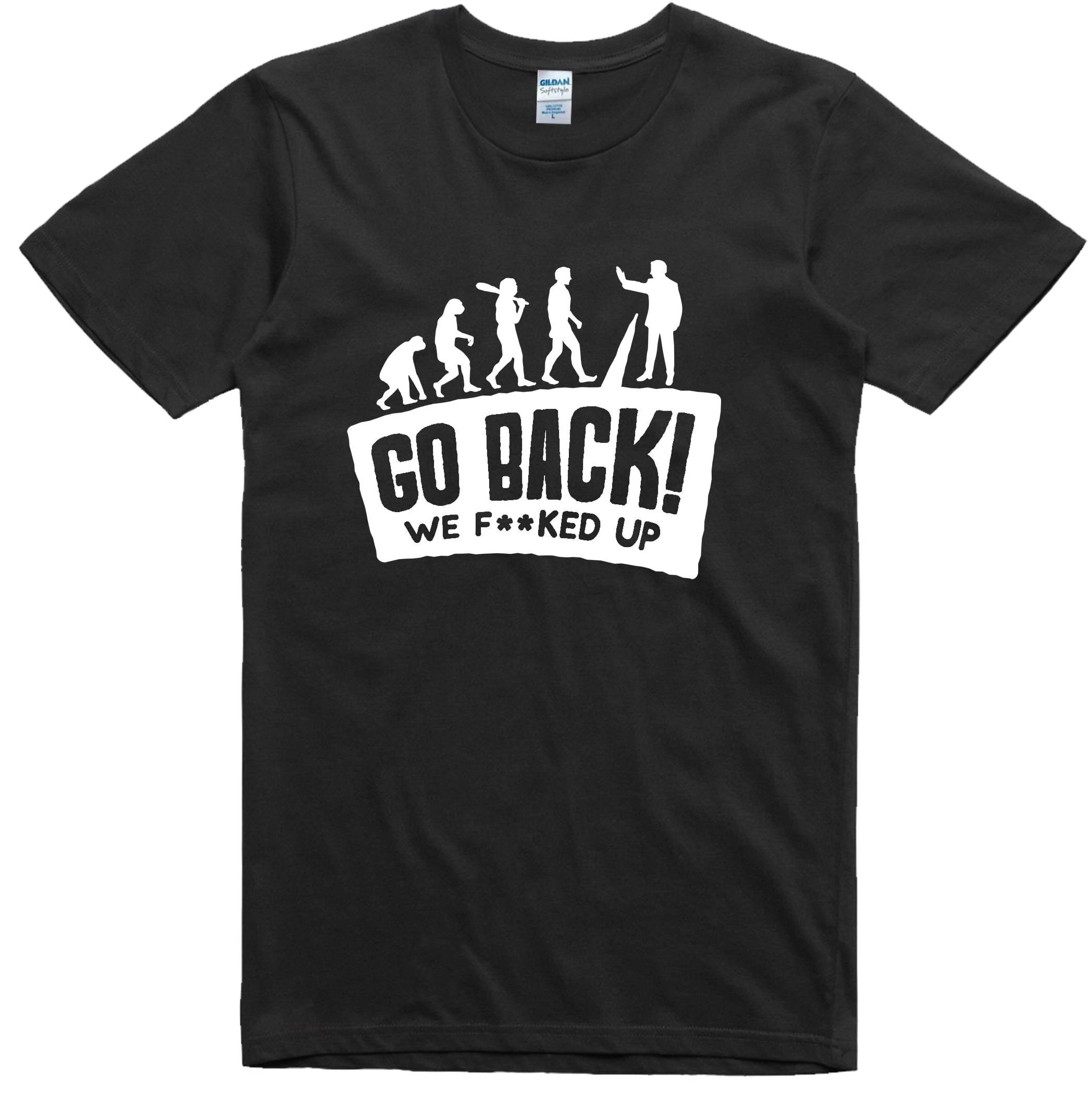 Mens Funny T Shirt Evolution Go Back Design Regular Fit Cotton Tee