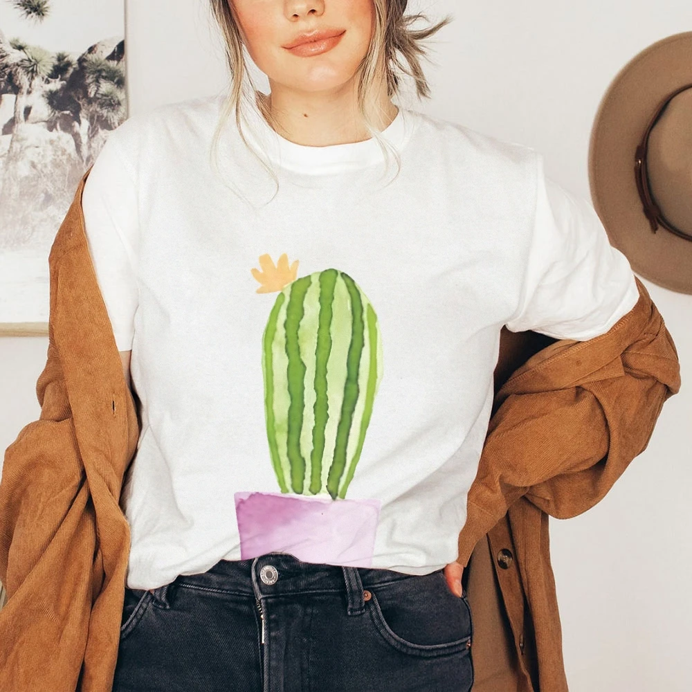 Y2k Kaktus-Druck, übergroßes T-Shirt für Damen, 2022, neues Baumwoll-T-Shirt, Wüstengrafik-Top, Sommer, lässiger Boho-Stil