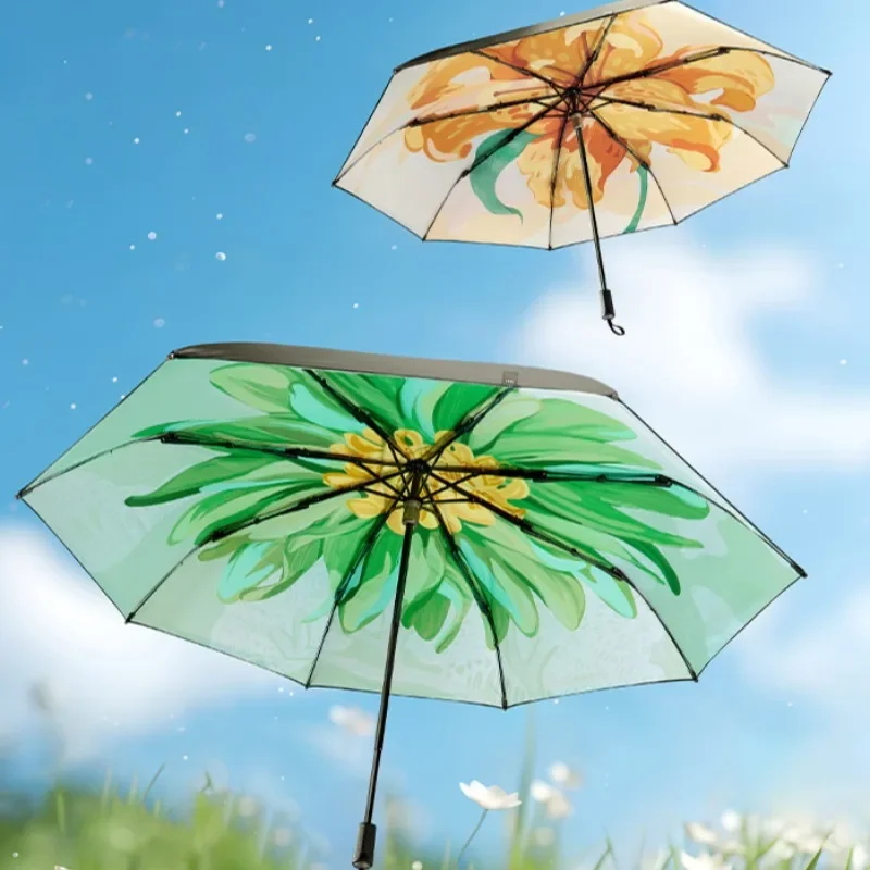 1-Big flower double-layer sunscreen umbrella vinyl large-area parasol female anti-ultraviolet three-fold sun umbrella