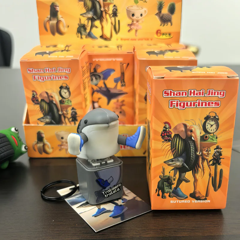 American Shan Hai Jing Holzstab Mann Tungtungahur Ornament Stimme Sound Button Blind Box lustiger Schlüsselanhänger