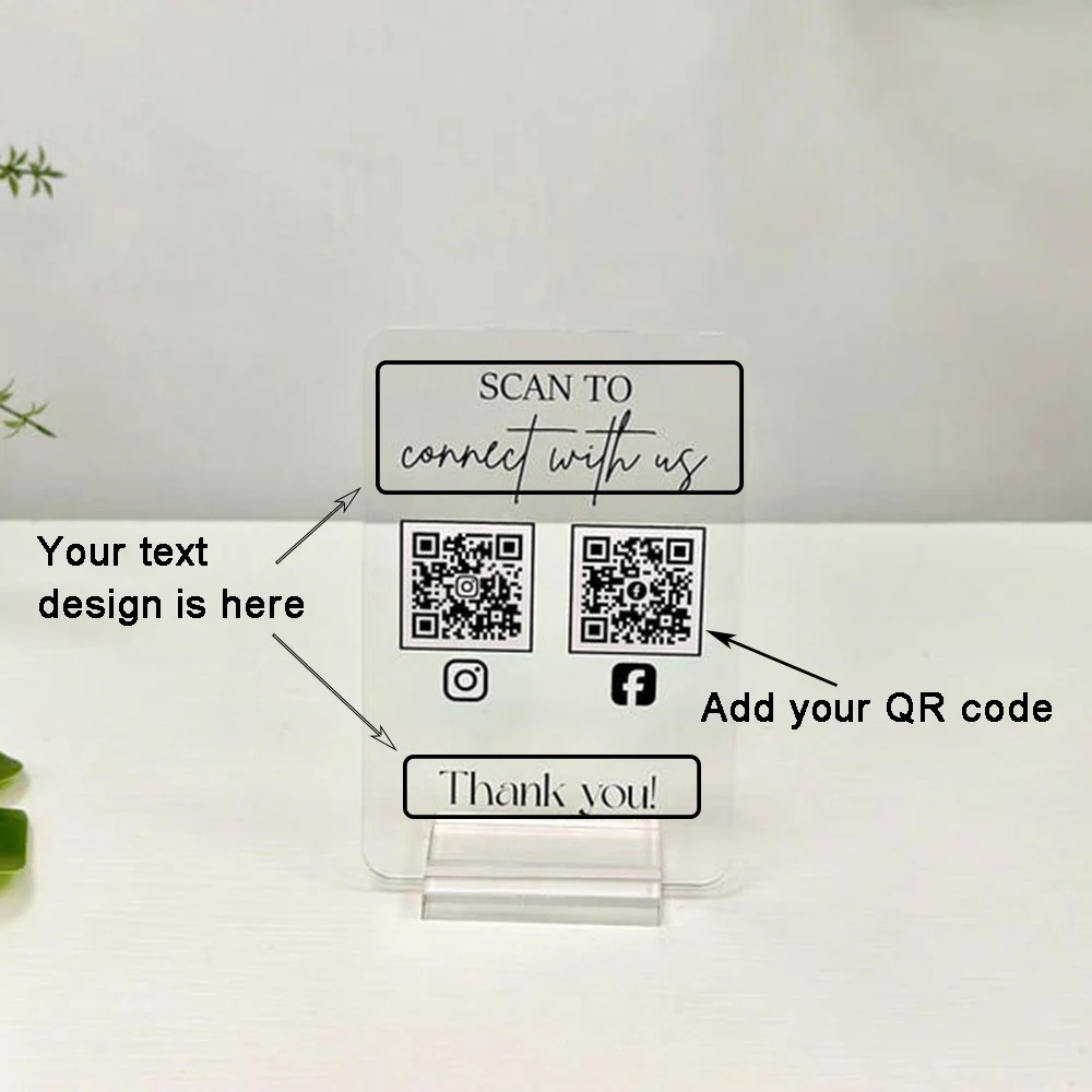 Customized Acrylic QR Code Payment Logo Personalized Logo Social Media Commercial Display QR Code Acrylic Plaque