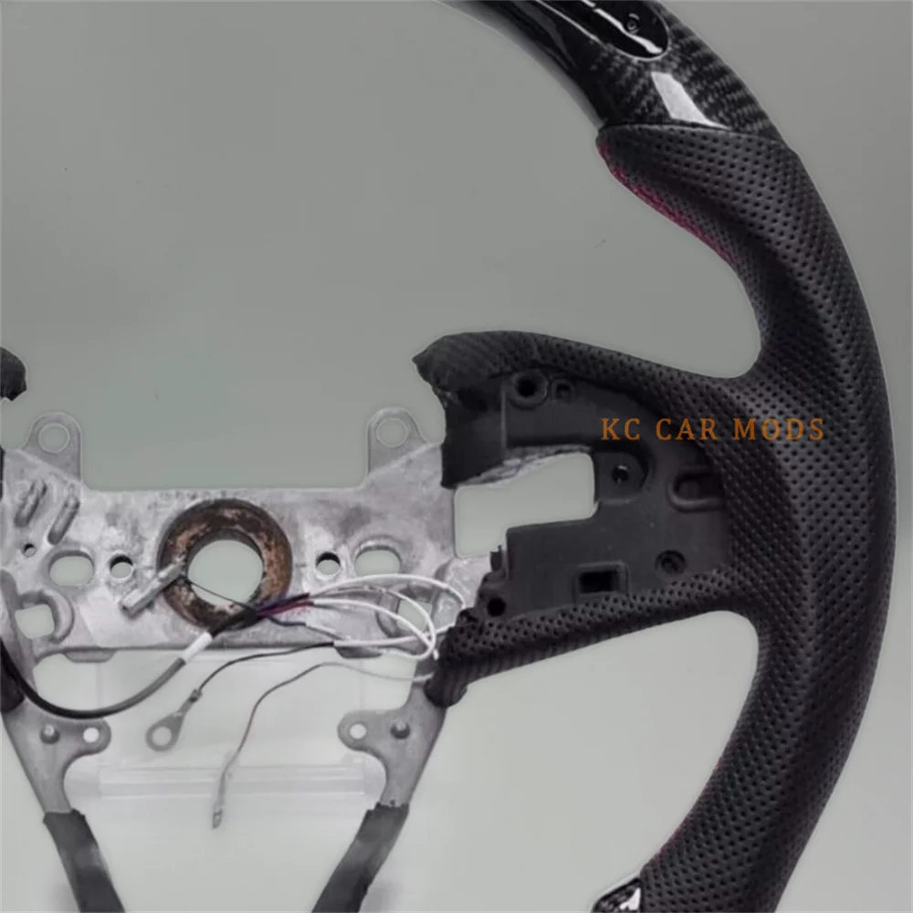 

Customized Black Carbon Fiber LED Perforated Leather red stitch Steering Wheel for Honda Civic 2016 2017 2018 2019 2020 2021