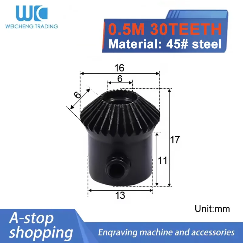 1PC 0.5Moudle 30Teeth Metal Bevel Gears 0.5M30T With Inner Hole 6mm 90 Degree Drive Commutation