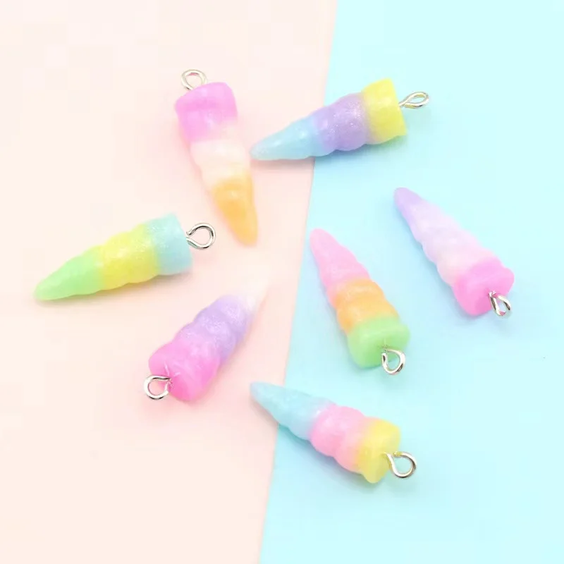 9*24mm 10pc śliczne imitacja rogu jednorożca żywica Charms DIY Craft dekoracje biżuteria znalezienie do wyrobu kolczyków akcesoria naszyjnikowe