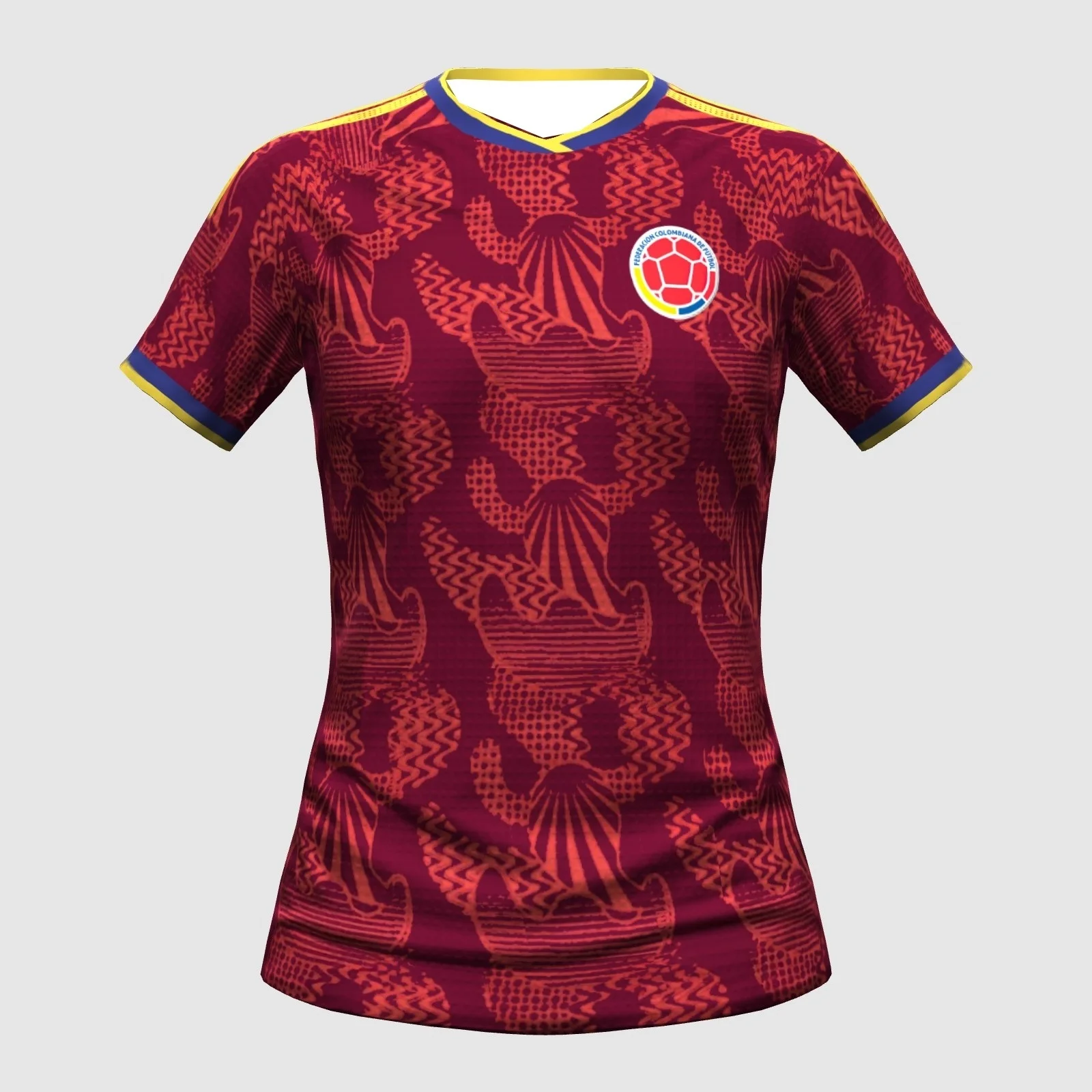 Colombia National Team Folk Style Concept Jersey for Fans, Quick Drying Sports T-shirt for Men