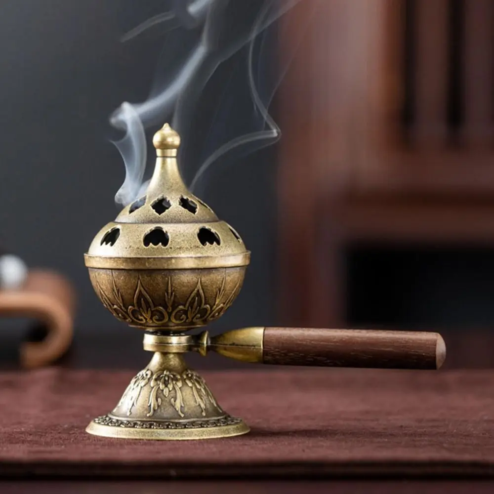 Vintage Alloy Sandalwood Incense Burner Hollow Out Year of the Horse Lotus Incense Censer Mini Elephant Lucky Three Legged Stove