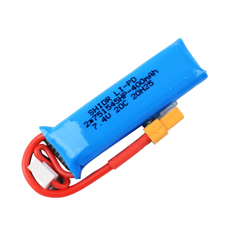 1 / 2 pcs High Capacity 2S 7.4V 400mAh 20C Lipo Lithium battery XT30 Plug for BETAFPV LiteRadio 2 SE RC Transmitter Radio Parts