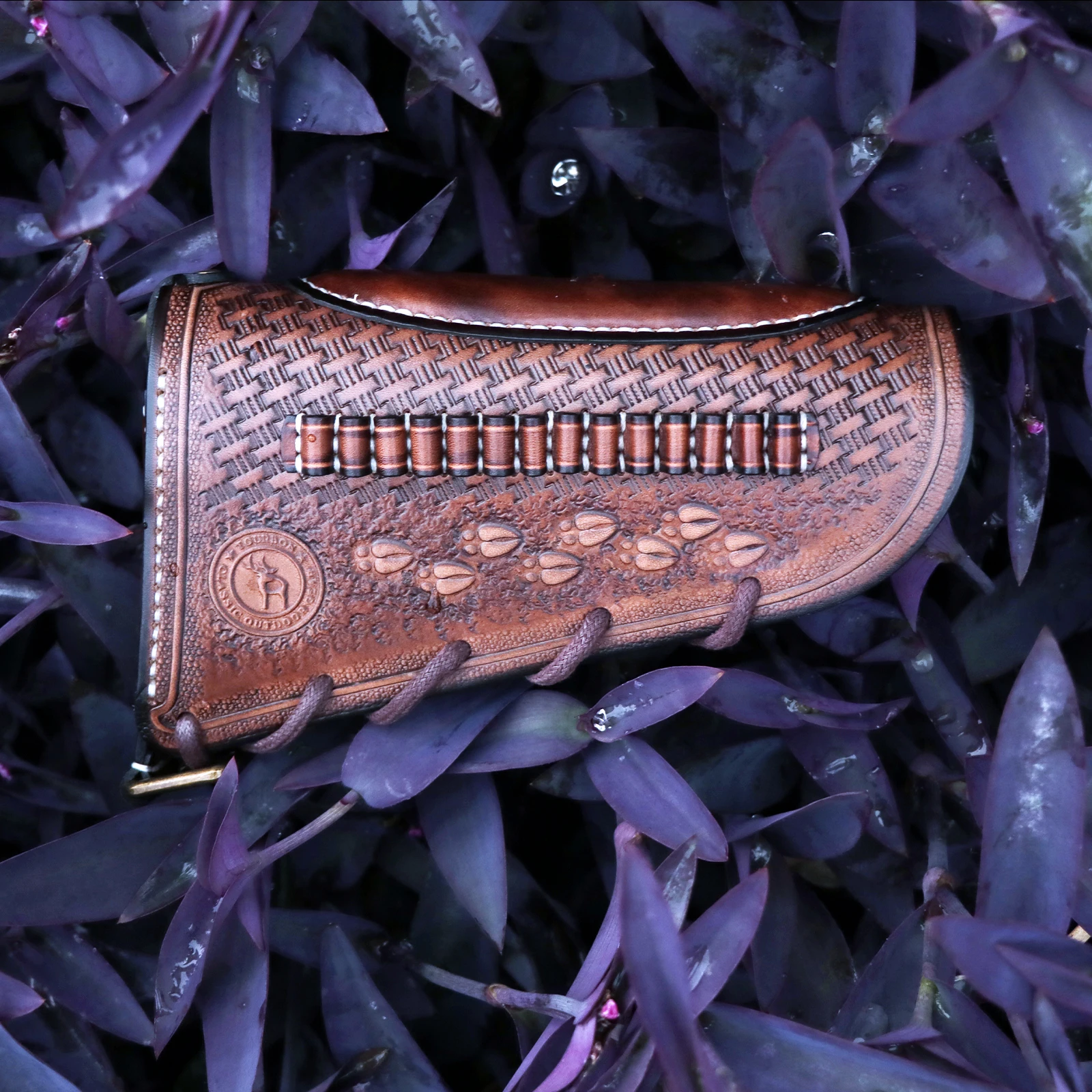

Tourbon Leather Rifle Cheek Rest Riser Vintage Gun Buttstock Cover with Rimfire Rifle .22 LR /17 HMR Cartridges Holder Hunting