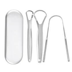 Premium 1pcs/3pcs Metal Tongue Scraper Cleaner for Adults & Kids Portable Stainless Steel Tongue Scrapers Brushes for Removing