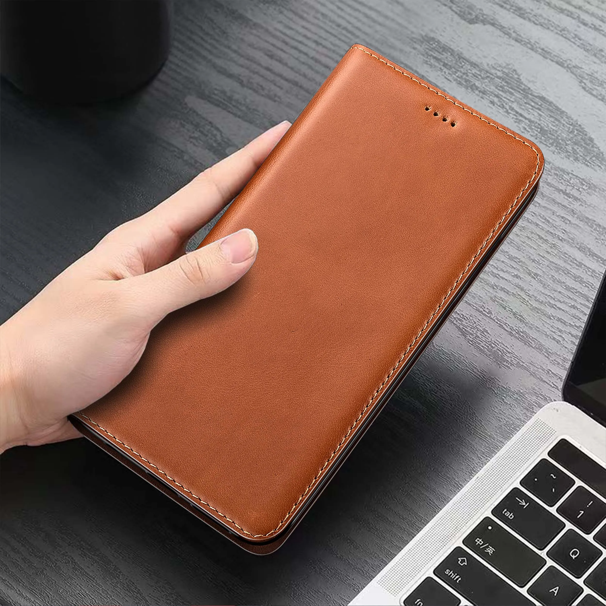 

For Xiaomi Poco X3 X4 X5 X6 X7 Pro NFC GT Neo 5G Wax drop Pattern Genuine Leather Wallet Flip Phone Cover Case Cowhide Non-Slip