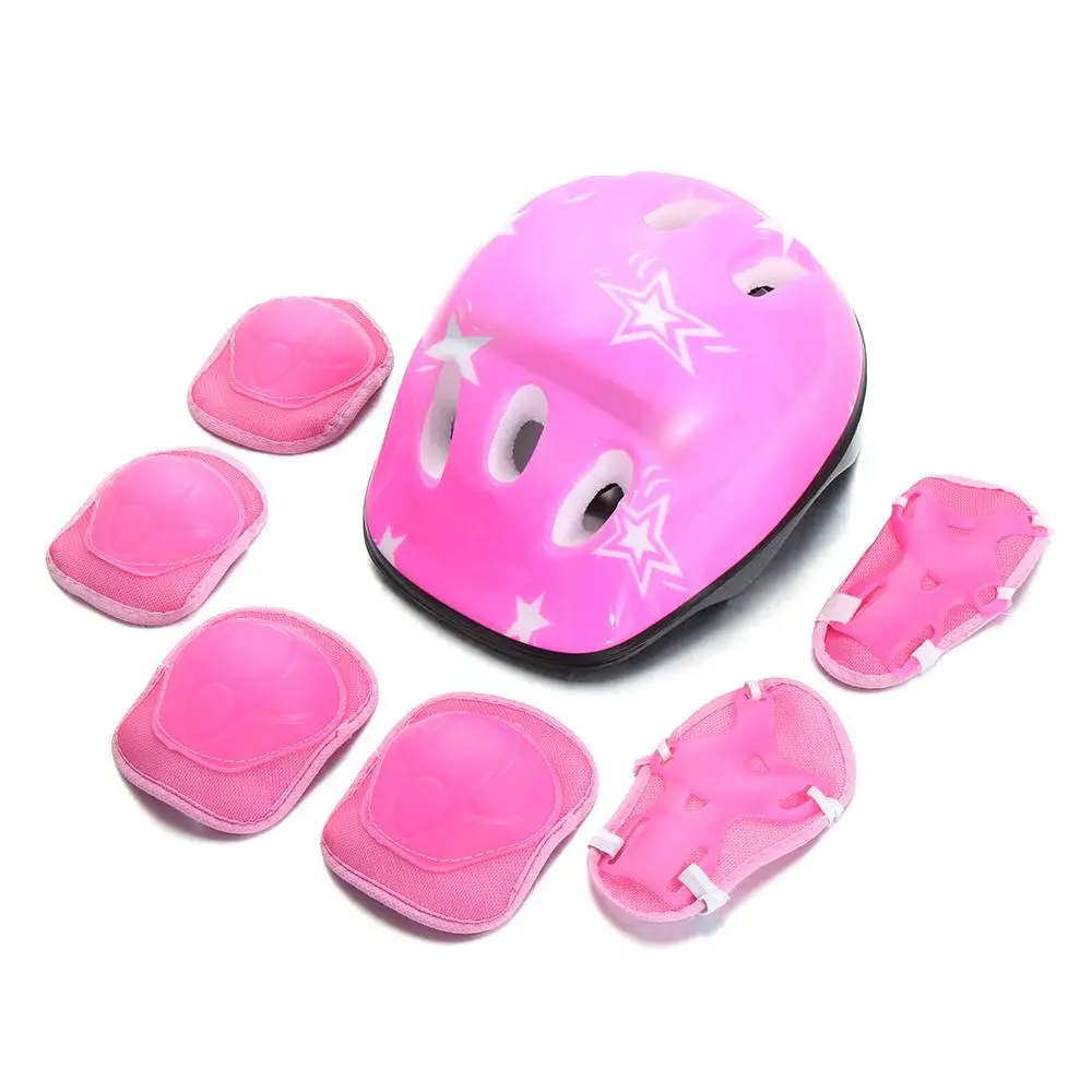Blue Red Pink Bike Safety Children's Sports Guard Set For Skate Cycling Kid Helmet Kids Protective Gear Sets Knee Elbow Pad Set