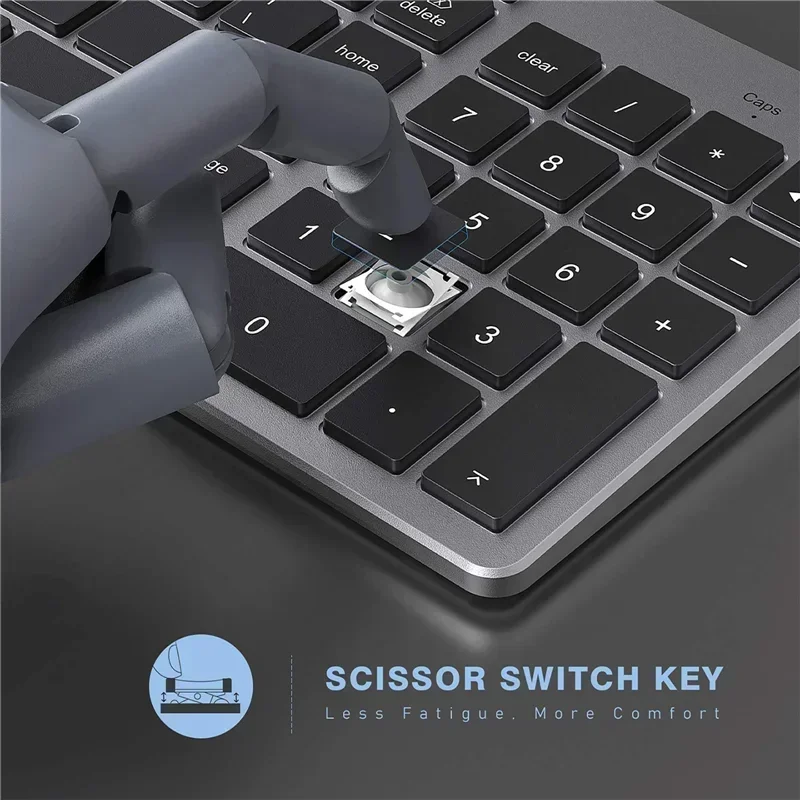 2.4G/Bluetooth Connect Ultra Slim Wireless Keyboard & Mouse Set for Mac OS/iOS/iPad MacBook Type-C Micro Rechargeable Key Board