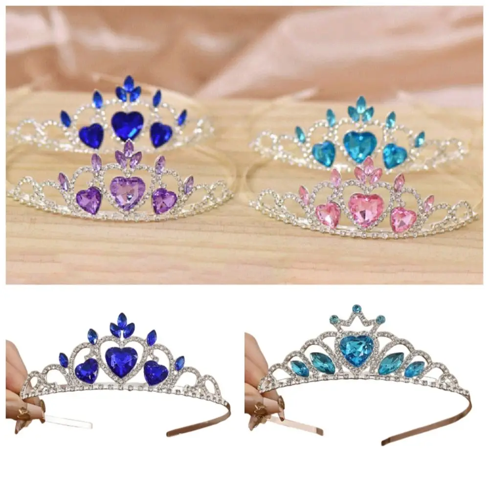 Korean Headband Heart Designs Bridal Tiara Crown Exquisite Gorgeous Rhinestone Crown Vintage Multicolor Women Hair Hoop Wedding