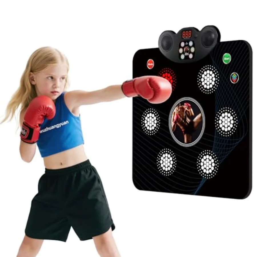 Musical Boxing Machine/Mat with Boxing Gloves 9 Modes 420 Levels 7 Light Effects Memory and Reaction Training Equipment No Inst