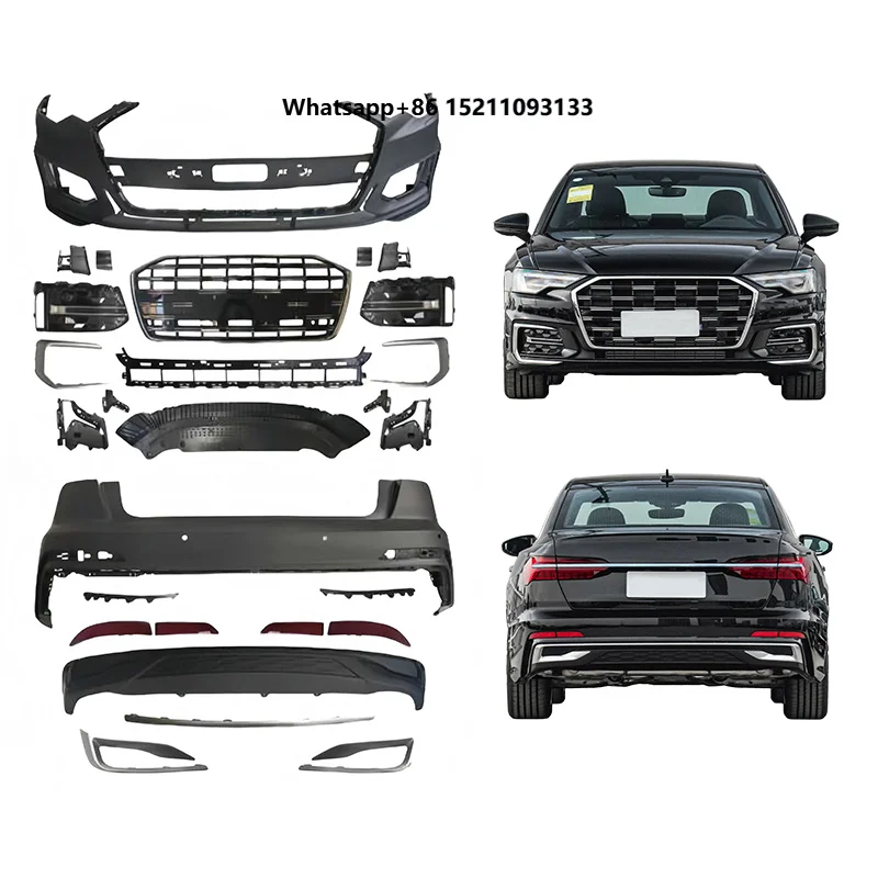 2019-2022 A6 Car Modification Upgrade 2025 Sport Body Kit Front Rear Bumper Lip Grille Reflective Strip Suitable for A6