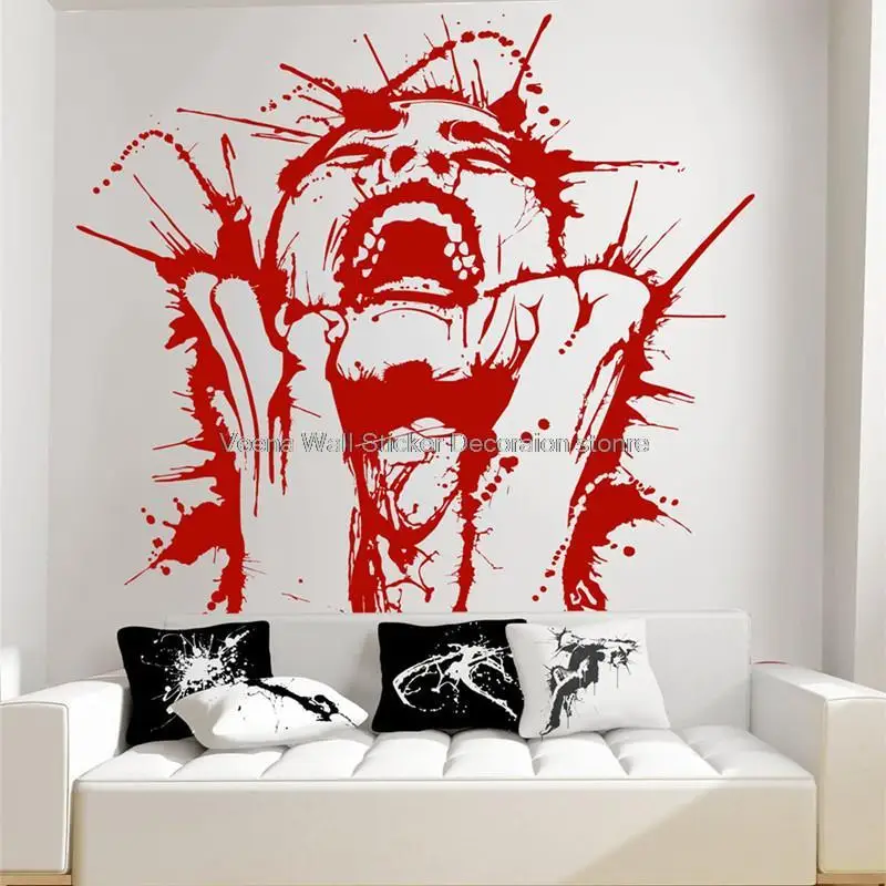 Screaming Woman Splash Ink Paint Painting Wall Stickers Performance Art Painting Home Decoration Living Decoration Vinyl Decals