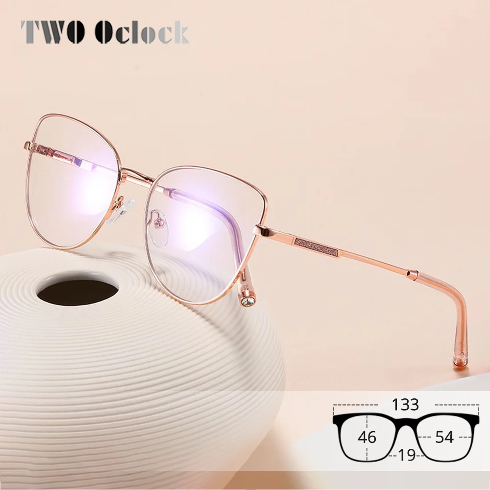

High Quality Women's Eyeglass Frame Cat Eye Glasses Gold Metal Frame Chic Ladies Spectacles Can Custom Lens Myopia Optic Frames