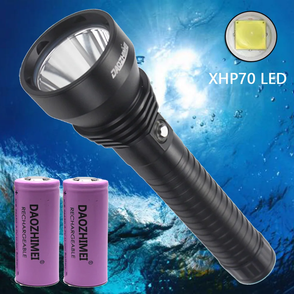 

6000LM Super Bright XHP70.2 Professional Diving Flashlight Portable Scuba Dive IPX8 Waterproof Tactical Torch Diving Lamp