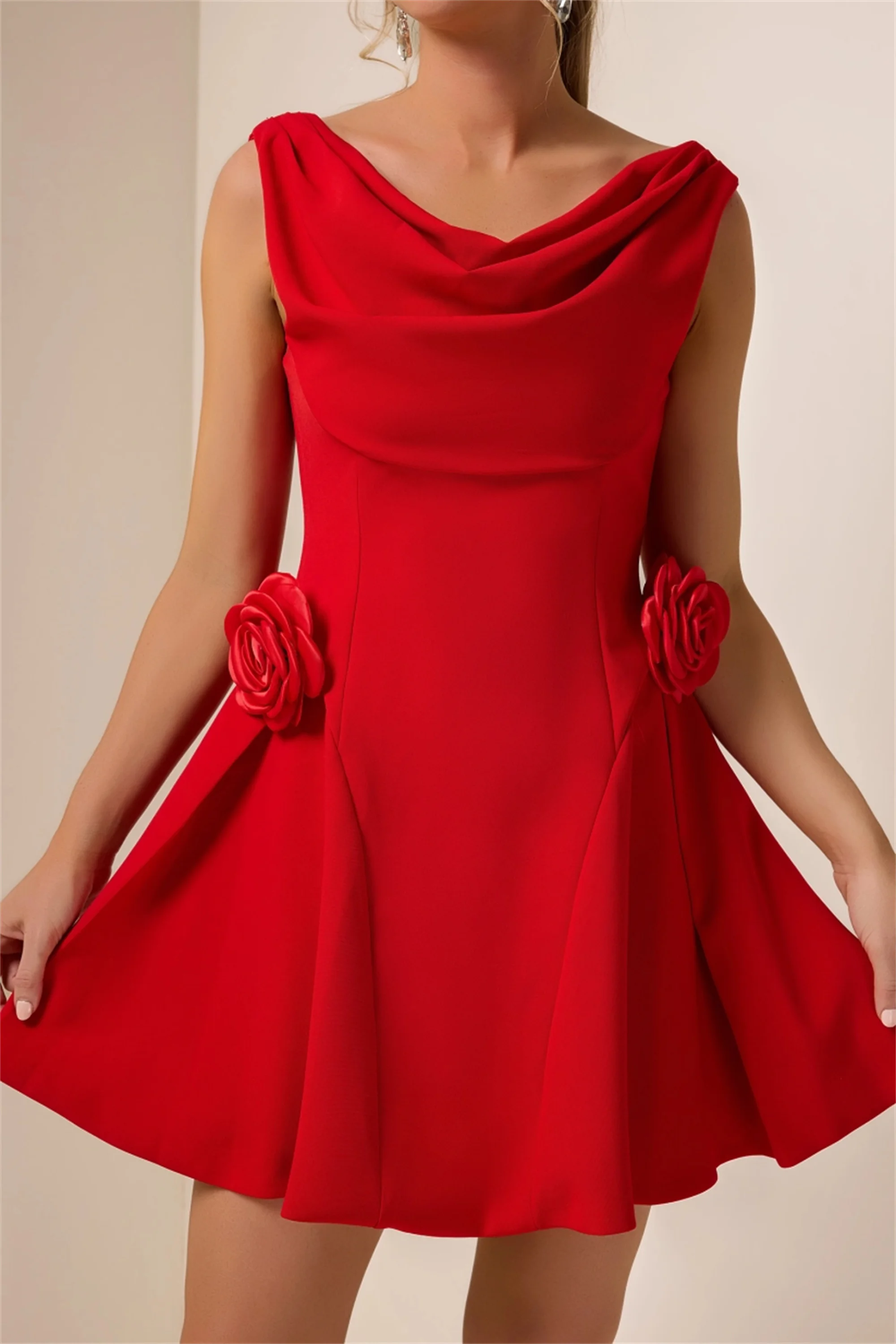 EVON BRIDAL 3D Bloemen Jurken Herfst 2025 Gala Mouwloze vrouwen Avondjurken Mini Celebrity Rode Loper Jurken Aangepaste