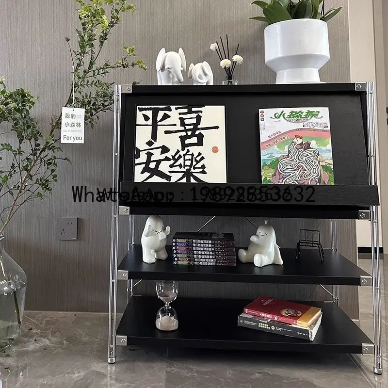 F2 Zeitschriftenschrank im japanischen Stil mit Klapptür, Wohnzimmer-Sofa-Seitenschrank, einfacher, kreativer Aufbewahrungs-Bodenschrank